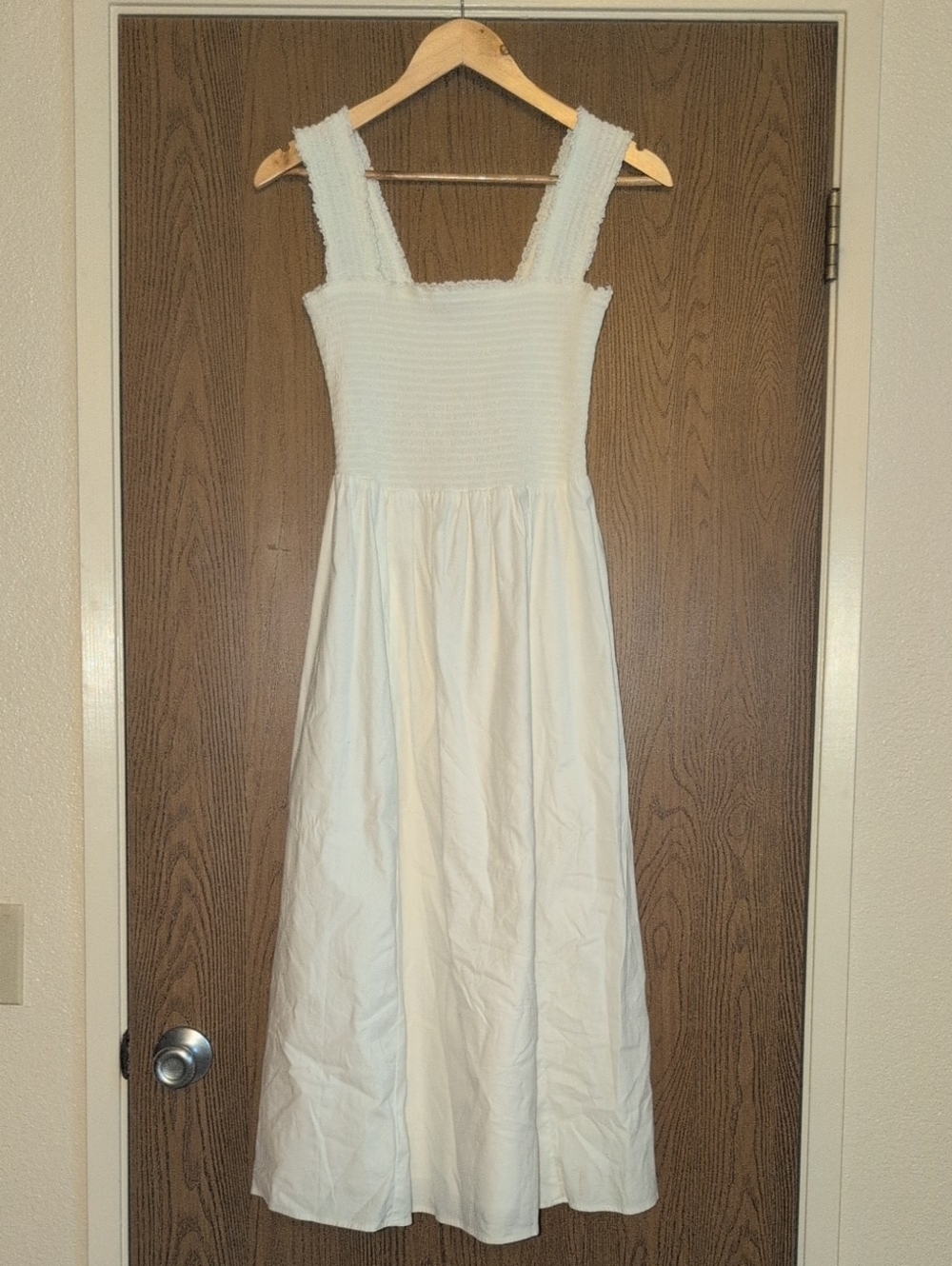 Reformation White Smocked Midi Dress